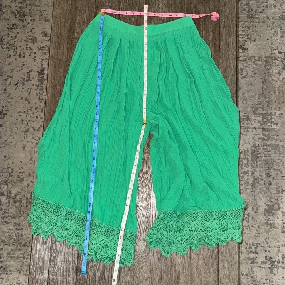 Free People Gaucho Jade Green Pleated Wide Leg Pants